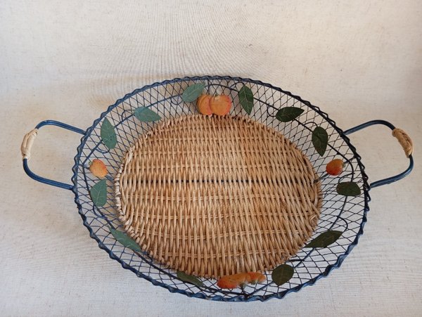 Bolsa tejida de metal con base mimbre - imagen 3