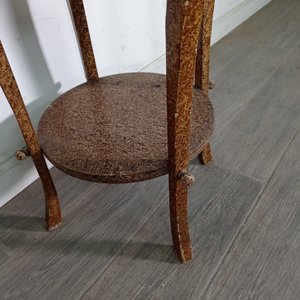 Mesita Auxiliar Redonda Patinada con Dos Niveles - imagen 4