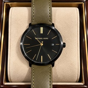Reloj Michael Kors Blake MK8676 Lujo Acero Negro Cuero Verde Oliva - imagen 4