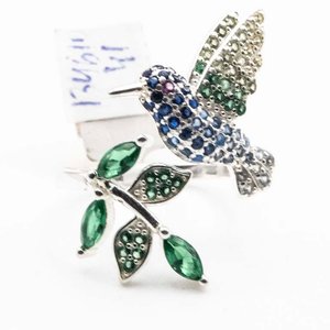 Lote siguiente: Anillo Picaflor de Plata con Circones Azules y Verdes