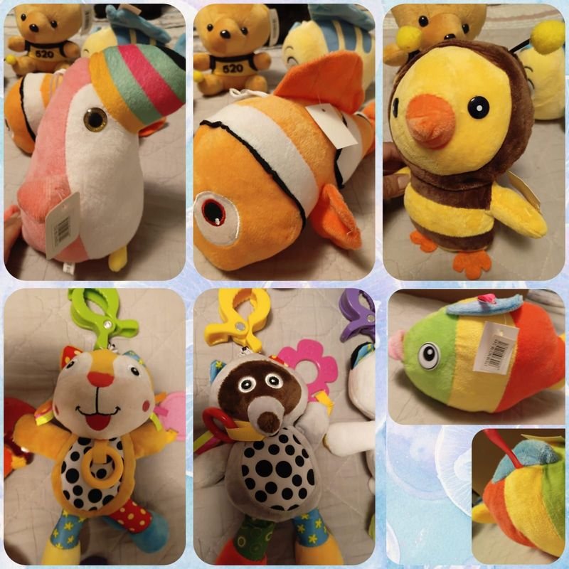 Seis Peluches Surtidos de Animales y Personajes