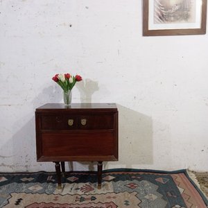 Mueble Tocadiscos Inglés Antiguo de Madera con Tapa Abatible - imagen 2