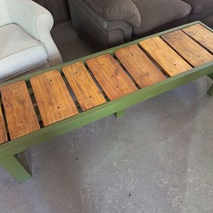 Banco Largo de Madera y Metal Verde 150x40x40 cm - imagen 3