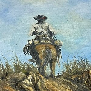 Obra Técnica Mixta "Gaucho a Caballo" Firmada por Romeo Sosa - imagen 2