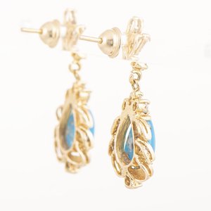 Par de Caravanas de Oro 18k con Turquesas y Brillantes - imagen 2