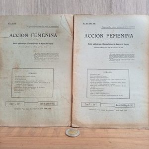 Lote siguiente: Acción Femenina: Revistas de 1917 y 1922 del Consejo Nacional de Mujeres del Uruguay