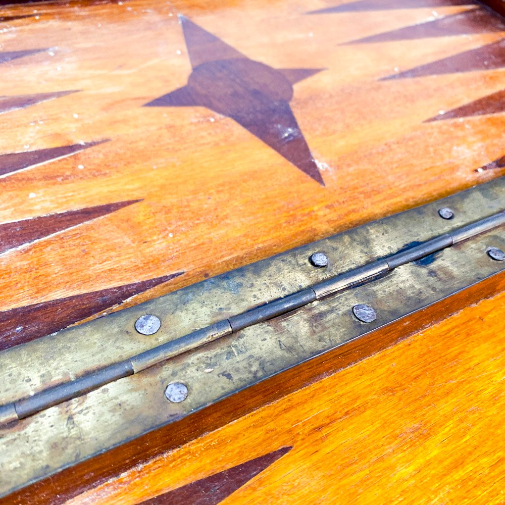 Juego de Backgammon antiguo con fichas y estuche - imagen 3