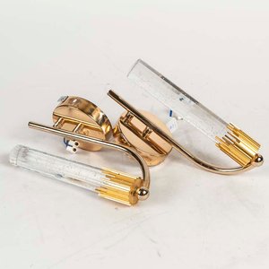 Lote siguiente: Par de Apliques de Metal Dorado y Cristal con 1 Luz