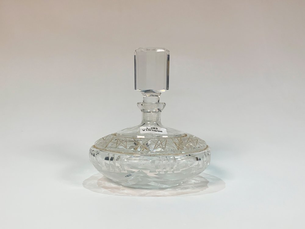 Perfumero de Cristal Tallado y Facetado con Tapón