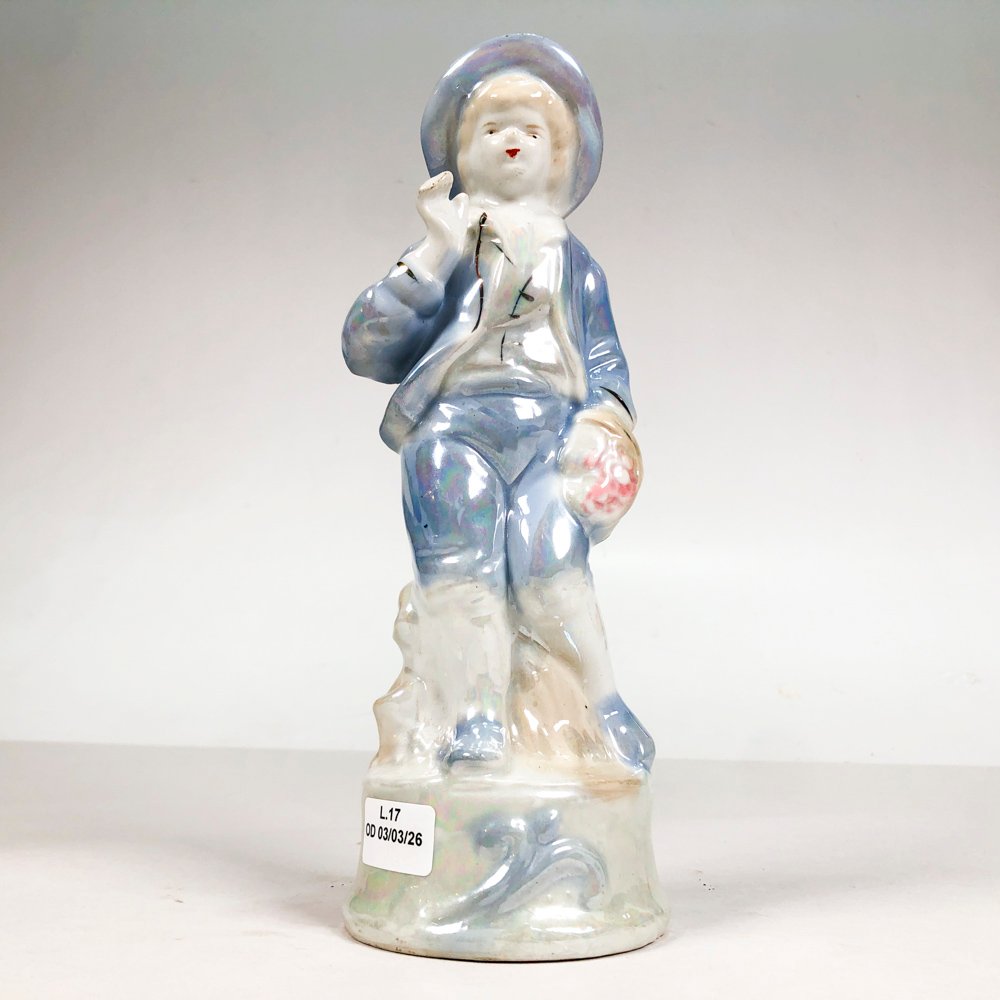 Figura en porcelana de dama brillante con sombrero azul - imagen 2