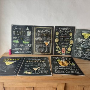 Lote de 7 Carteles Decorativos de Barra con Recetas de Cócteles - imagen 3