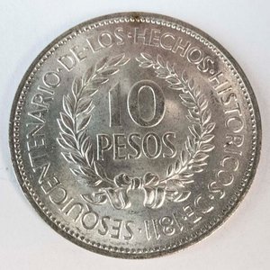 Moneda de Plata Uruguaya 10 Pesos 1961 "Gaucho Héroe Nacional" - imagen 2