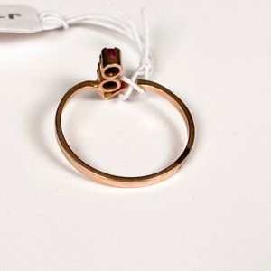 Anillo de Oro con Dos Piedras Rojas Talla 16 mm - imagen 4