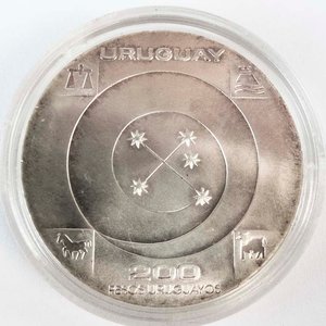 Lote siguiente: Moneda de Plata Uruguaya $200 de 1999 "Cambio de Milenio" en Cápsula