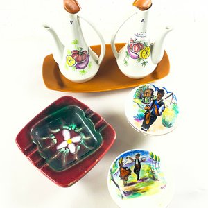 Set de Cerámica: 2 Aceiteras, 2 Compoteras, 1 Cenicero y 1 Base - imagen 2