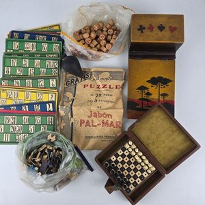 Lote de Juegos Antiguos: Bingo, Ajedrez, Naipes y Rompecabezas - imagen 2