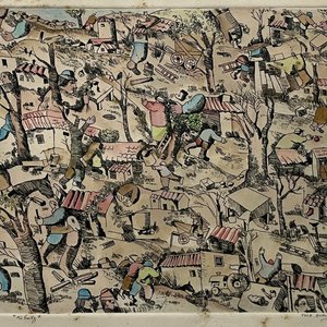 Lote anterior: Grabado Coloreado "Kibutz" de José Gurvich, Firmado y Fechado 1974