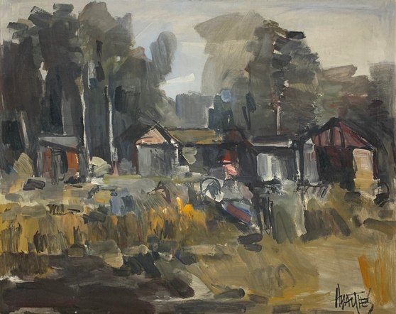 Lote siguiente: Pintura de Hugo Nantes - Ranchos y Monte