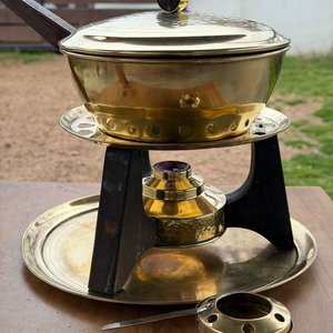Fondeau de Bronce Pulido con Quemador y Bandeja - imagen 2