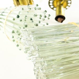 Dos Lámparas Colgantes Bronceadas de Cinco Luces con Tubos de Cristal - imagen 4