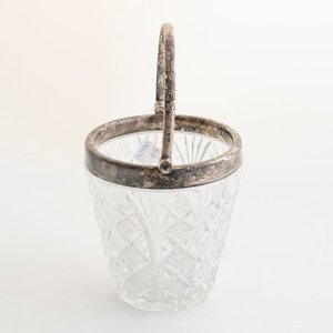 Balde de Hielo Cristal Tallado con Aro y Asa de Plata Inglesa - imagen 2