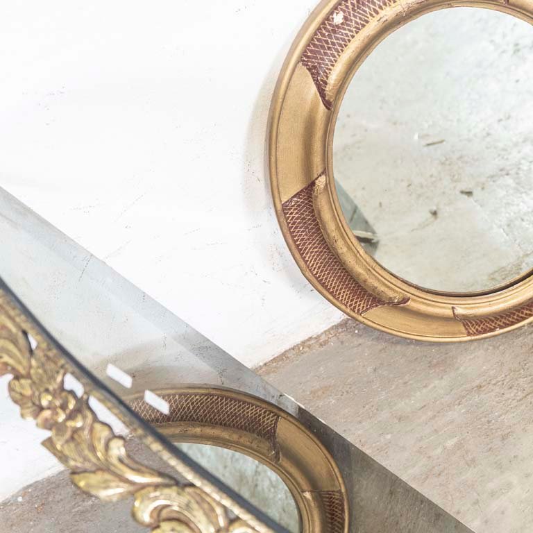 Dressoir y espejo decorativo de bronce con vidrio y madera - imagen 3