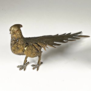 Dos Figuras de Bronce de Faisanes, 30 cm Largo x 17 cm Alto - imagen 2