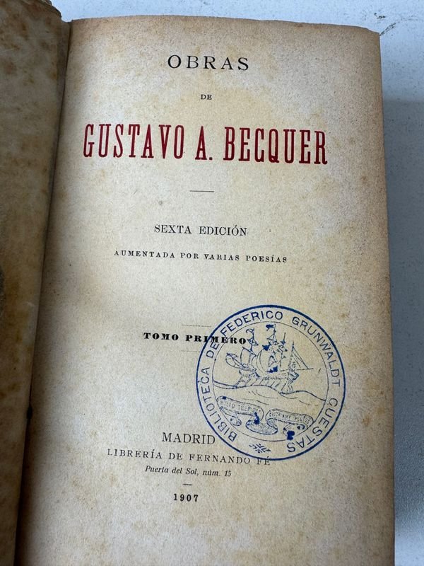 Tres Tomos de Obras de Gustavo Becquer - Librería de Fernando Fe, Madrid 1907 - imagen 3