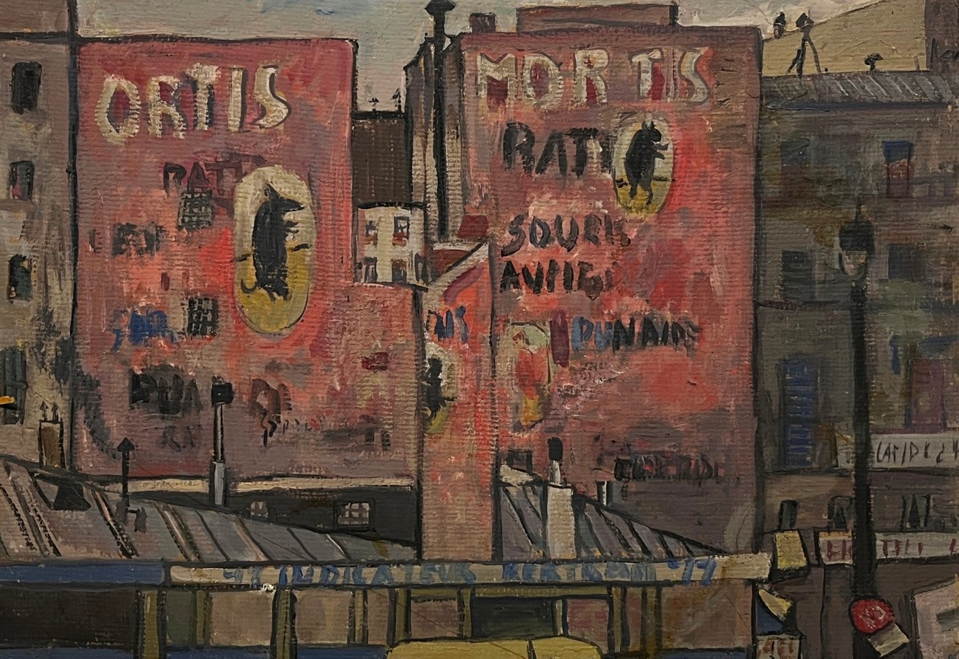 José Gurvich "Escena de Ciudad" Óleo sobre Cartón 37 x 52 cm