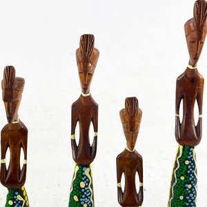 Lote de 5 Figuras Decorativas de Madera Estilo Africano - imagen 2