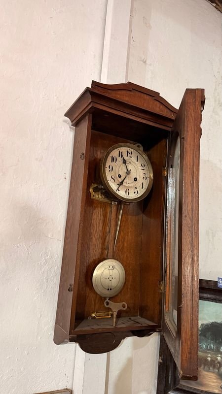 Reloj de pared antiguo en caja de roble - imagen 7