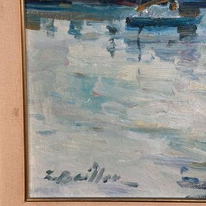Óleo sobre tela "Puerto" de Zoma Baitler, 50 x 50 cm - imagen 4