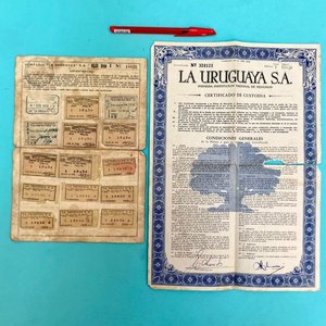 Documentos y Pólizas de Seguro de "La Uruguaya" - Año 1938 - imagen 1
