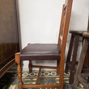 Juego de 6 Sillas de Madera con Asiento Tapizado Marrón - imagen 7