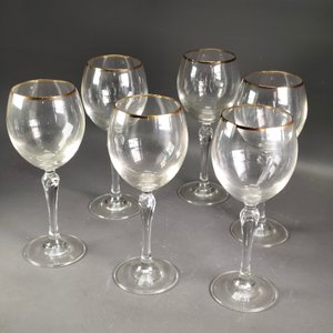 Seis Copas Altas de Cristal con Borde Dorado - imagen 3