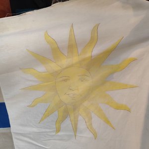 Antiguo Pabellón Nacional Uruguayo con Inscripción Árabe y Sol de Mayo - imagen 3