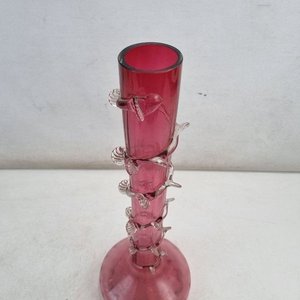 Florero Decorativo Cristal Rosado con Hojas Transparentes - imagen 3