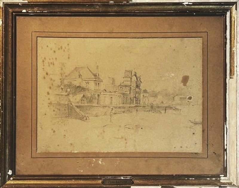 Dibujo a Lápiz Atribuido a Zoma Baitler: Rambla de Pocitos