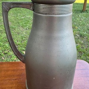 1 jarra en laton niquelado muy antigua con tapon en corcho data de los origenes de la reconocida marca Thermos Alemana patentada con su numero 4421 y fecha 22.2.1904 pieza de coleccion - imagen 3