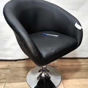 Butaca Giratoria Tapizada en Eco Cuero Negra para Peluquería - imagen 2