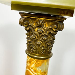 Pedestal de Onix y Bronce con Base y Mesa Cuadrangular - imagen 3