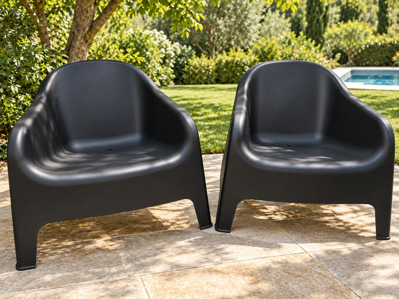Juego de 2 Sillones Skarpo de PVC Negro para Exterior