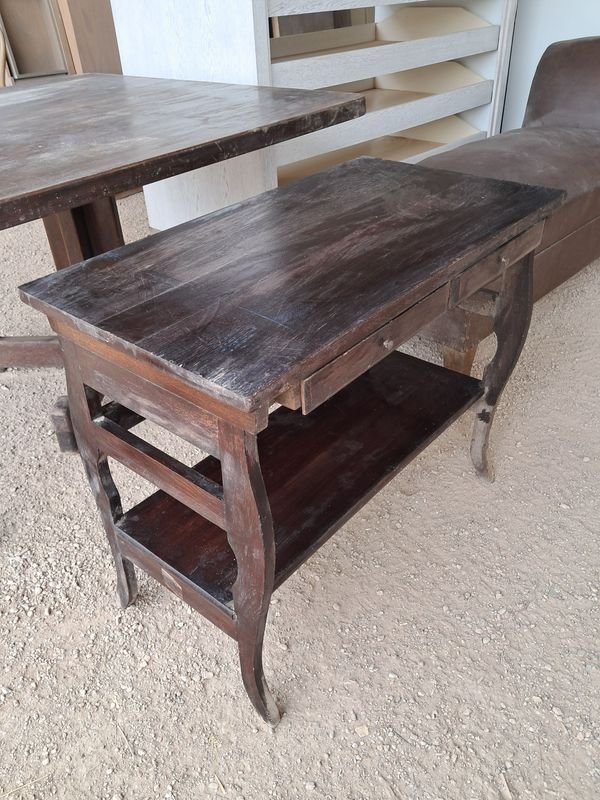 Mesa Auxiliar Antigua de Roble para Máquina de Escribir