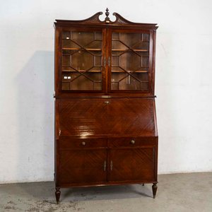 Mueble Secretaire Inglés de Madera con Puertas Vidriadas y Cajones - imagen 1