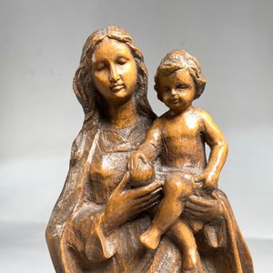 Talla en Madera "Dama y Niño" - Figura Religiosa - imagen 2