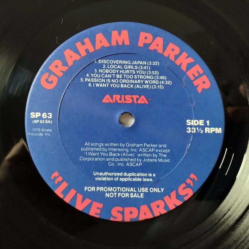 Vinilo Promocional de Graham Parker y The Rumour: 'Live Sparks' - imagen 6