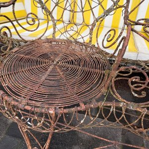 Antiguo Sillón de Jardín de Hierro Forjado de Tres Cuerpos - imagen 8