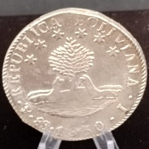 Moneda de Plata Boliviana 8 Soles 1830, Ceca Potosí, Ensayador J - imagen 3