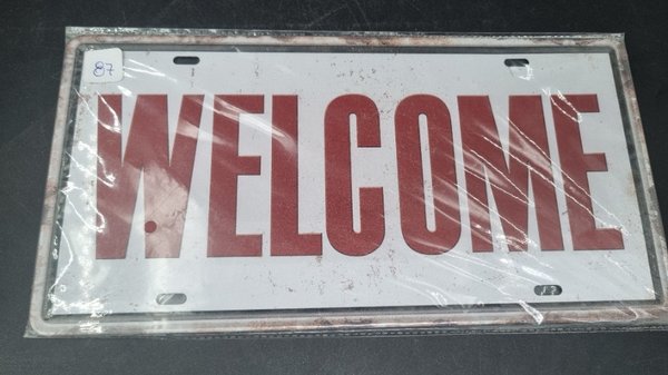Chapa Decorativa "Welcome" Vintage 30x15 cm