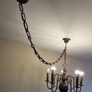 Araña de Techo Colonial Antigua en Hierro Forjado y Bronce con 5 Luces - imagen 2